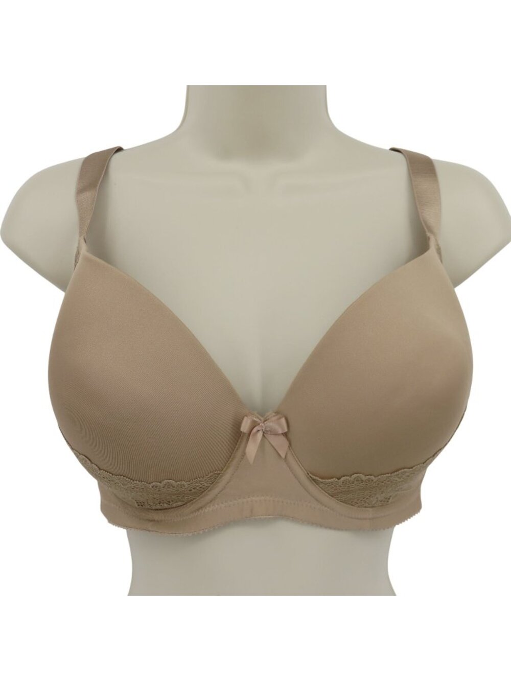 Parfait Women 34I Bra Beige Underwire Floral Flower Lace Bow Lined Wide Strap